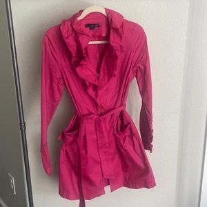 Pink Ruffle Trench Coat - M